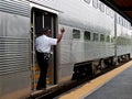 Commuter train conductor Royalty Free Stock Photo