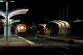 Commuter Train Station at Night Royalty Free Stock Photo