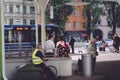 Commuters arrive at the famous stop MÃÂ¼nchner Freiheit. Face masks are required