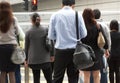 Commuters Crossing Busy Hong Kong Street