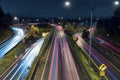 Commuters in Freeway Traffic at Night on Highway 520