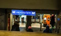 Commuters going down to the subway platform of Universitate Metro station in Bucharest, Romania, 2020 Royalty Free Stock Photo