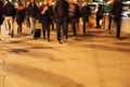 Commuters on London Bridge at night Royalty Free Stock Photo