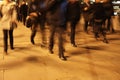 Commuters on London Bridge at night Royalty Free Stock Photo