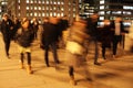 Commuters on London Bridge at night Royalty Free Stock Photo