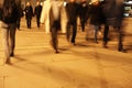 Commuters on London Bridge at night Royalty Free Stock Photo