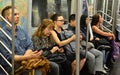 Commuters New York City Subway People Riding Subway MTA Transit Royalty Free Stock Photo