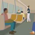 Commuters traveling by train illustration Royalty Free Stock Photo