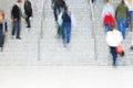 Commuters Walking Up Stairs, Motion Blur Royalty Free Stock Photo