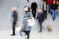 Commuters Walking Up Stairs, Motion Blur Royalty Free Stock Photo