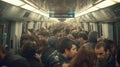 Commuting Crowd: Overcrowded Subway Train Royalty Free Stock Photo