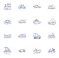 Commuting line icons collection. Traffic, Subway, Carpool, Train, Bicycle, Rush hour, Bus vector and linear illustration