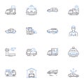 Commuting line icons collection. Traffic, Transportation, Train, Bus, Carpooling, Subway, Bike vector and linear