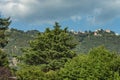 Como, ITALY - August 4, 2019: Apartments, villas, hotels on the green forested mountainsides near Lake Como. Beautiful Italian Royalty Free Stock Photo