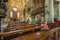 Como, ITALY - August 4, 2019: Local people and tourists in the Cathedral of the beautiful Italian Como city. Roman Catholic