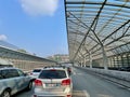 Como, Switzerland, 23.10.2021. Cars queuing at border crossing Como Chiasso on Swiss highway.