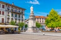 COMO, ITALY, JULY 17, 2019: People are strolling on Piazza Alessandro Volta in Italian town Como