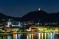 Como and its lakefront by night Royalty Free Stock Photo