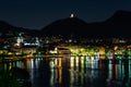 Como and its lakefront by night Royalty Free Stock Photo