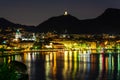 Como and its lakefront by night Royalty Free Stock Photo
