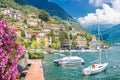 Como lake idyllic watefront in village of Ossuccio panoramic view Royalty Free Stock Photo