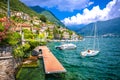 Como lake idyllic watefront in village of Ossuccio view Royalty Free Stock Photo