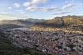 Como Lake. Italy. Panoramic view of the city of Como from the Baradello Castle. Royalty Free Stock Photo
