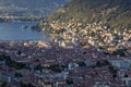 Como Lake. Italy. Panoramic view of the city of Como from the Baradello Castle. Royalty Free Stock Photo