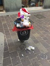 Overloaded trash bin