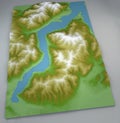 Como, map of Lake Como, map drawn with reliefs and mountains