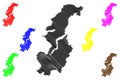 Como province Italy, Italian Republic, Lombardy region map vector illustration, scribble sketch Province of Como map