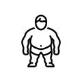 Black line icon for Comorbidity, overweight and man