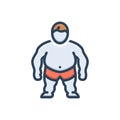 Color illustration icon for Comorbidity, overweight and chunky