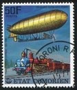 Airship and Train Royalty Free Stock Photo