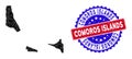 Comoros Islands Map Triangle Mesh and Distress Bicolor Watermark Royalty Free Stock Photo