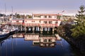 Comox Harbour office and its reflection.