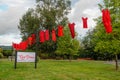 Comox Valley~Vancouver Island, BC, Canada, Sept 30 2017. The Red Dress Awareness Campaign & Installation at Simms Millennium Park