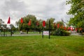 Comox Valley~Vancouver Island, BC, Canada, Sept 30 2017. The Red Dress Awareness Campaign & Installation at Simms Millennium Park