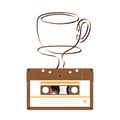 Compact audio cassette brown color and Coffee cup shape made fro