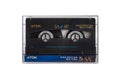 compact audio cassette TDK isolated. Back view compact audio cassette TDK SA 90 in transparent case box. Position IEC type II