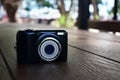 A compact black digital camera that still captures beautiful and sharp images Royalty Free Stock Photo