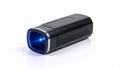 Compact Black Flashlight Emitting Blue Light Royalty Free Stock Photo