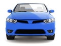 Compact blue car front view Royalty Free Stock Photo