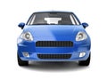 Compact blue car front view Royalty Free Stock Photo