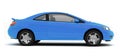 Compact blue car side view Royalty Free Stock Photo