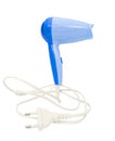 Compact blue hairdryer