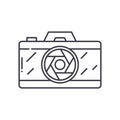 Compact camera concept icon, linear isolated illustration, thin line vector, web design sign, outline concept symbol Royalty Free Stock Photo