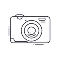 Compact camera icon, linear isolated illustration, thin line vector, web design sign, outline concept symbol with Royalty Free Stock Photo