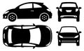 Compact car black icons vector illustration Royalty Free Stock Photo