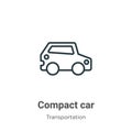 Compact car outline vector icon. Thin line black compact car icon, flat vector simple element illustration from editable Royalty Free Stock Photo